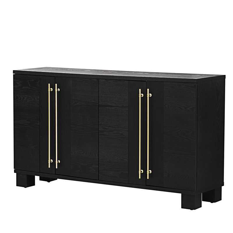 Sideboard,Buffet table,Dining cabinet,Office credenza with Adjustable Shelves And Handles, Black