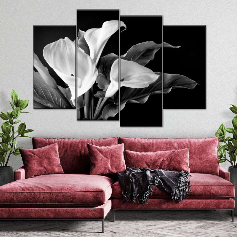 «Black Calla Lilies», reproduction d'art sur toile, H 22 po x l 36 po x P 1 po