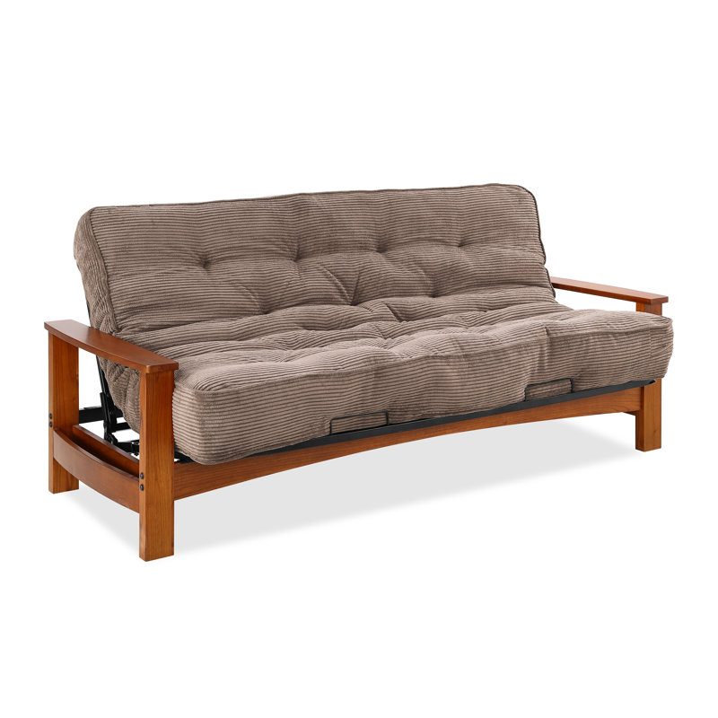 Futon et matelas Mccalla, Velours côtelé chocolat