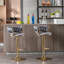 Ensemble de 2 tabourets de bar, revêtement en velours gris, piètement et repose-pieds, hauteur réglable, design élégant, couleurs variées, pivotants et réglables en hauteur, option d'assise moderne