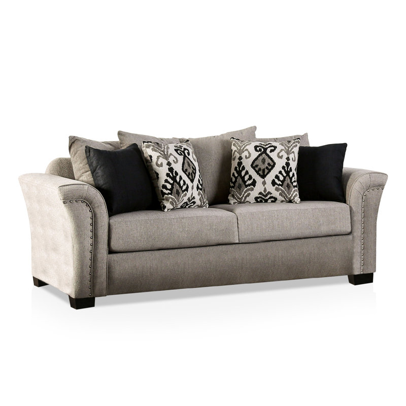Canapé Mariano, Polyester taupe clair, Noir, H 40 po x l 70 po x P 38 po