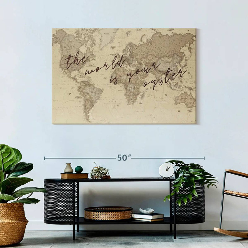 «The World is Your Oyster Map», reproduction sur toile tendue, H 30 po x l 45 po x P 1,25 po