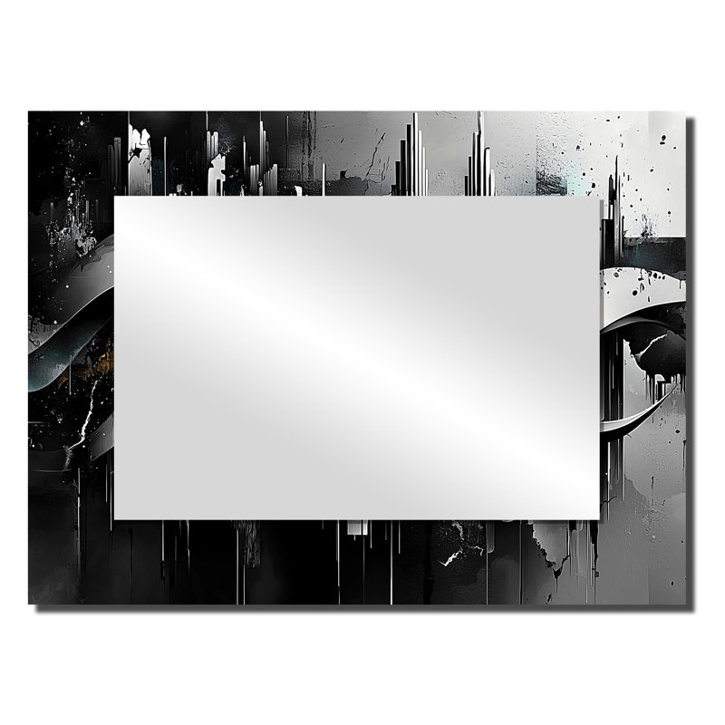 «Black and Grey Introspect Edge», peinture sur toile - impression sur métal, 24 po x 32 po