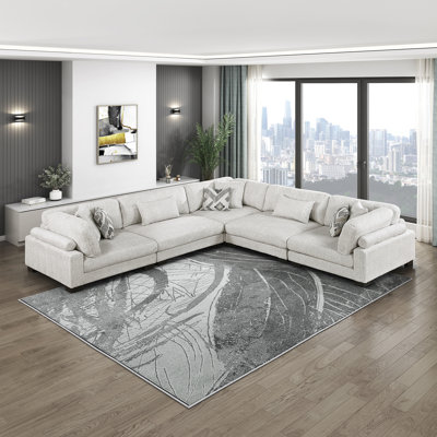 Canapé modulaire en velours côtelé 5 pièces Brinsley