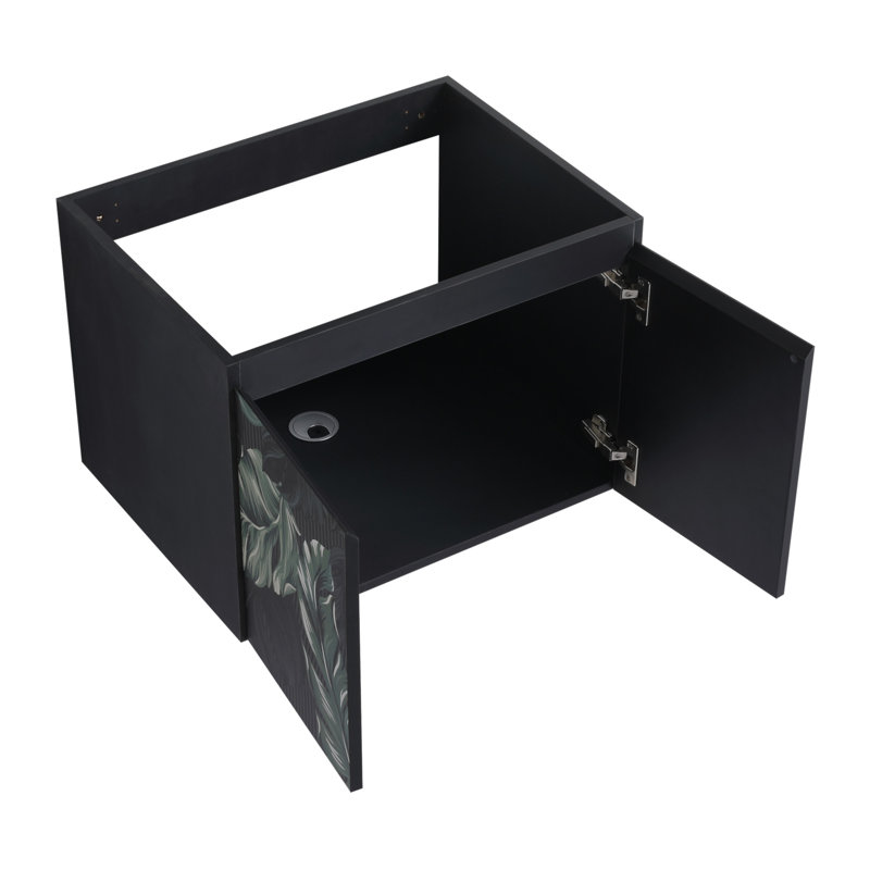 Meuble-lavabo mural flottant 24 po avec lavabo en céramique et armoire à fermeture en douceur, design élégant et peu encombrant