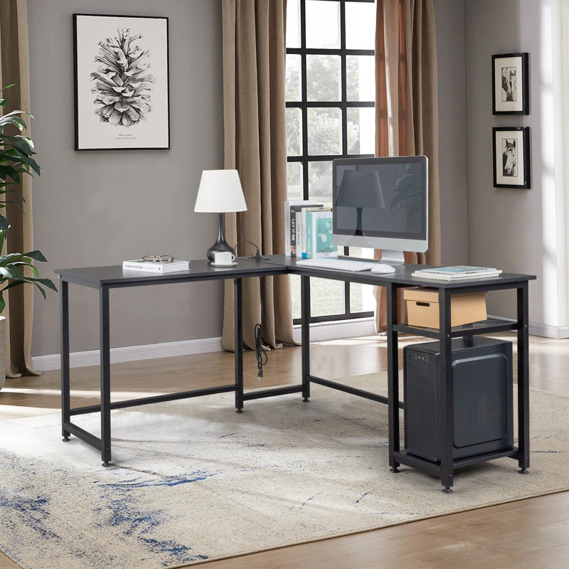 Maera Metal Base Computer Desk, Matte Black