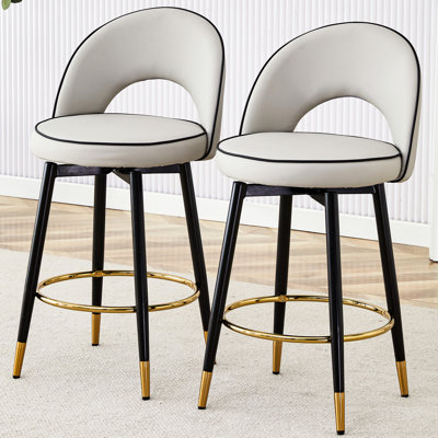 De 2 chaises de bar tournantes à 360 ° - unité centrale moderne recouverte de pieds en métal convenant à divers environnements comme la salle à manger, la cuisine, la terrasse et le bureau Paire de tabourets rotatifs faciles à assembler