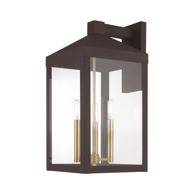 Lanterne murale d'extérieur 3 lumières Bartek, Bronze, H 21,75 po x l 10,5 po x P 12,5 po
