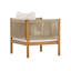 Fauteuil club d'extérieur avec structure en bois d'acacia, panneaux de corde et coussins