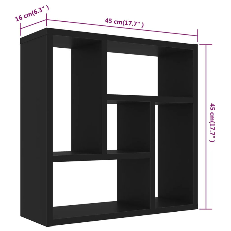 Wall Shelf 45.1x16x45.1 cm Engineered Wood, Black