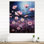 Horloge murale Zinnias Violet Serenade III - Floral