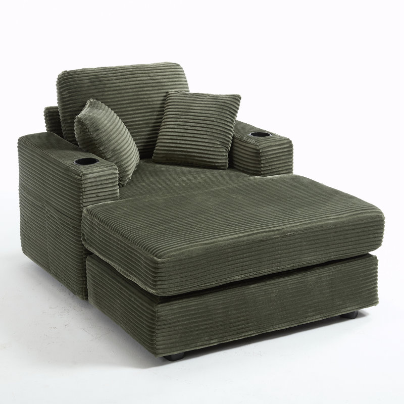 Upholstered Chaise Lounge Sofa, Green