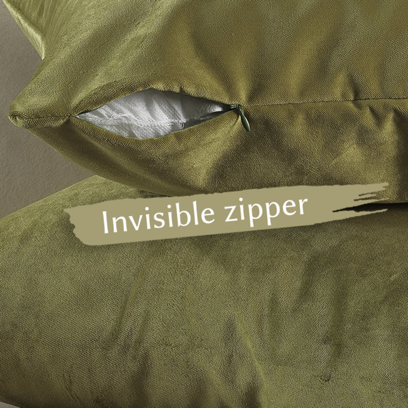 Matte Velvet Pillow Cover, 16" x 16", 29 Olive