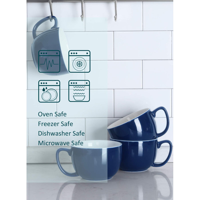 Set of 4-16 Ounce Latte Cups, Navy