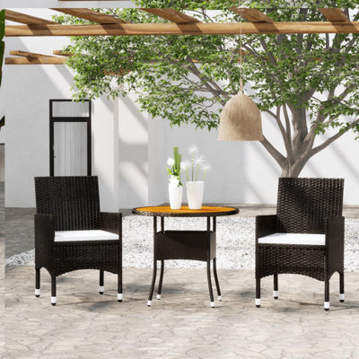 Solid Wood and Poly Rattan Garden Bistro Set