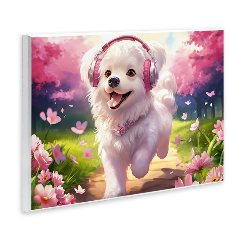 Plaque murale Happy Puppy On A Walk, design par Image World, H 10 po x l 15 po