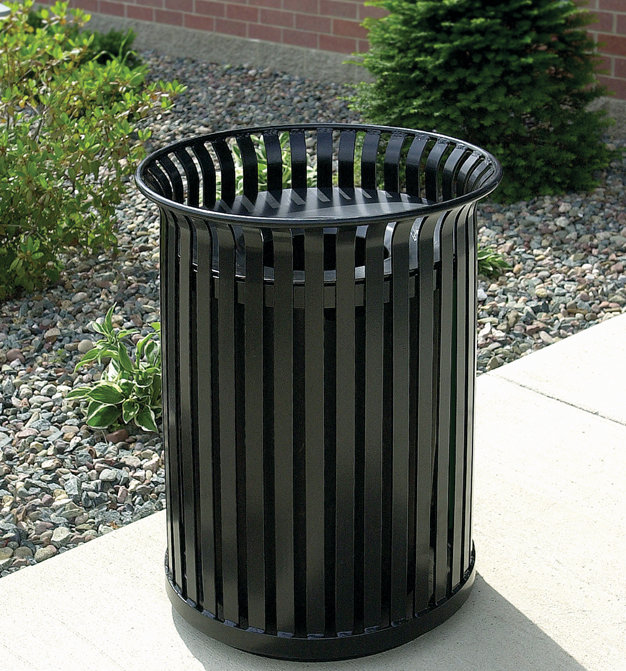 Steel Open Kitchen Trash Can - 30 Gallons, Black