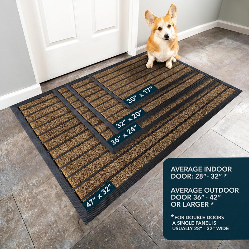 Tapis de porte durable - Tapis d'entrée extérieur antidérapant - Paillasson avant à profil bas, Plastique, L 24 po x L 36 po