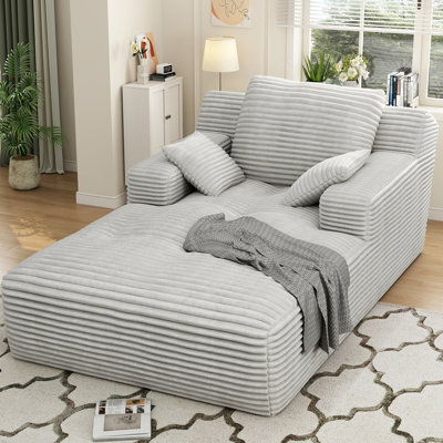 Oversized Corduroy Chaise Lounge Chair, 67-Inch Cloud Plush Upholstered Floor Sofa with Back and Arm Cushions, No Assembly Required by Wrought Studio