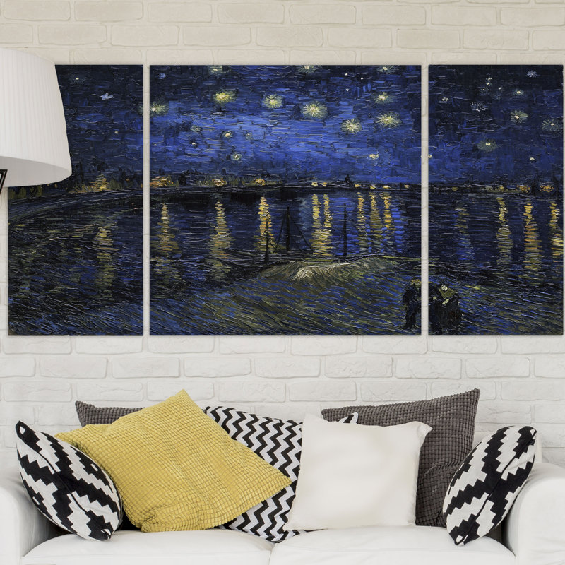 « starry night over rhone », reproduction d’image multi-pièces sur toile, H 40 po x l 80 po x P 1,5 po
