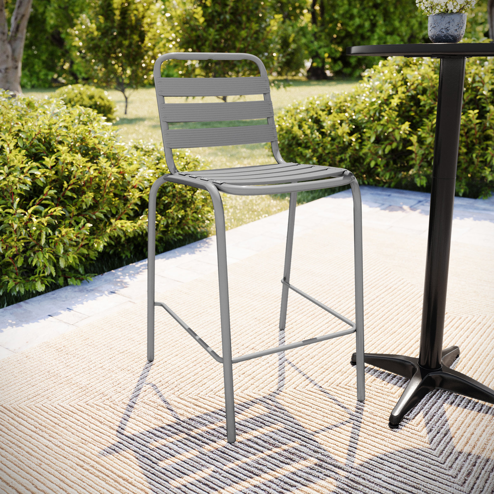 Yakima Patio Bar Stool, Silver