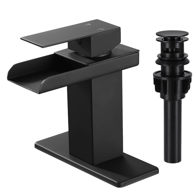 Robinet de salle de bain monocorps et monocommande, Noir mat