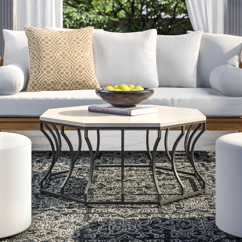 Audrey Coffee Table, Charcoal/Travertine Superstone