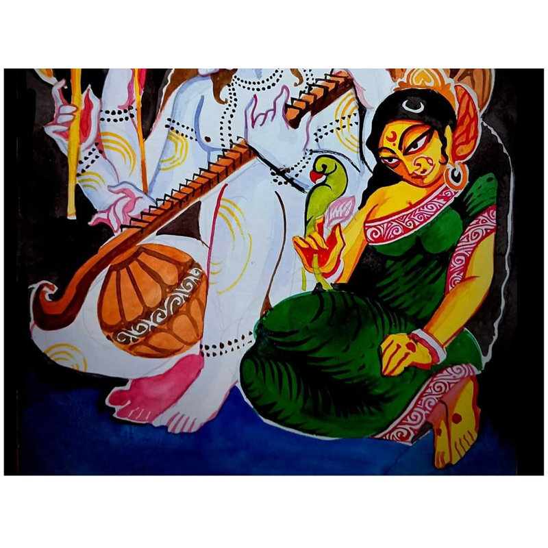 Lord Shiva avec la déesse Parvati | Aquarelle sur papier | Mangaly Ghosh