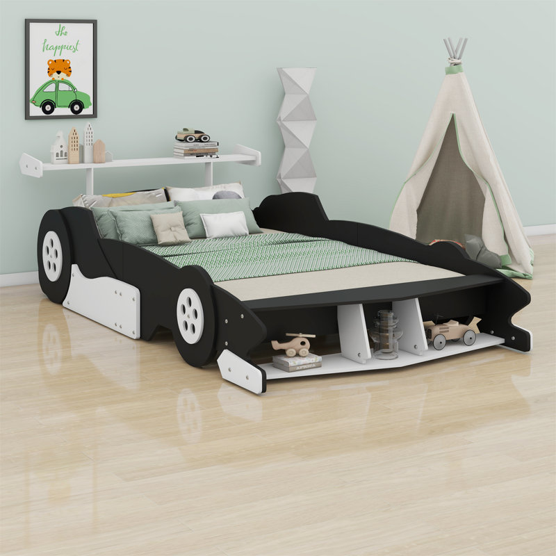 Lit plateforme avec roulettes Race, Noir / blanc