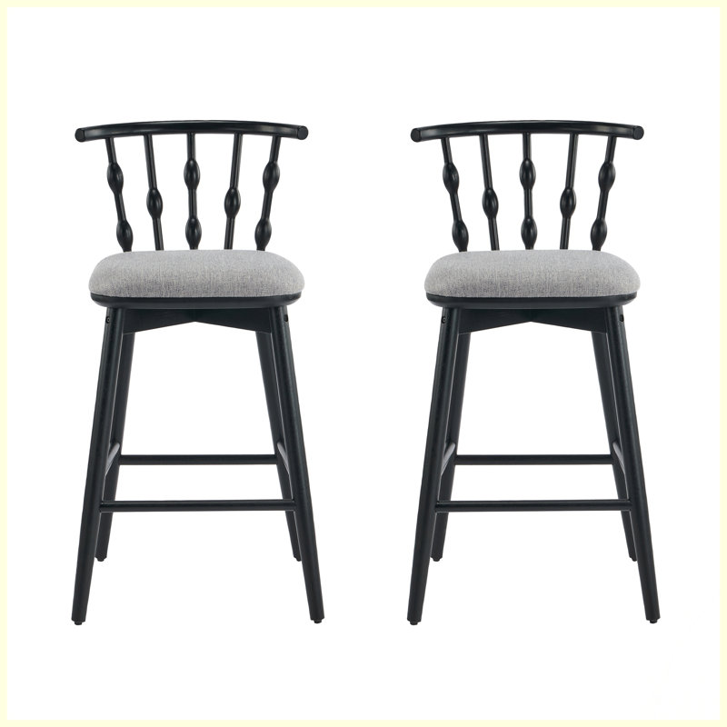 Tabouret de bar en bois, Gris, Black