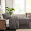 Ensemble de couvre-lit 3 pièces très grand gris foncé plissé en coin, tissu en microfibre, rembourrage 100%