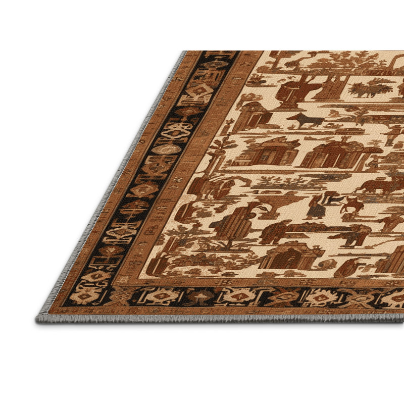 Tapis brun turc lavable à la machine, Carré 5 pi