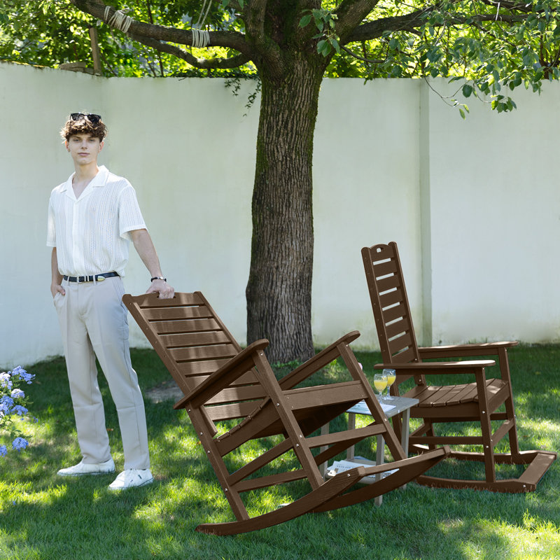 Chaise berçante surdimensionnée en PEHD d'extérieur, Brun