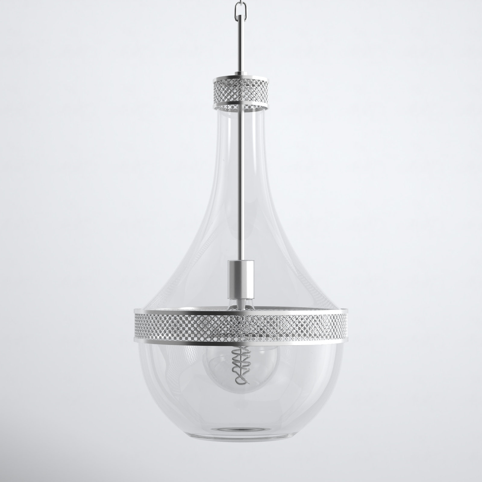 Twain Single Light Pendant, 29.25" H x 14" W x 14" D, Polished Nickel