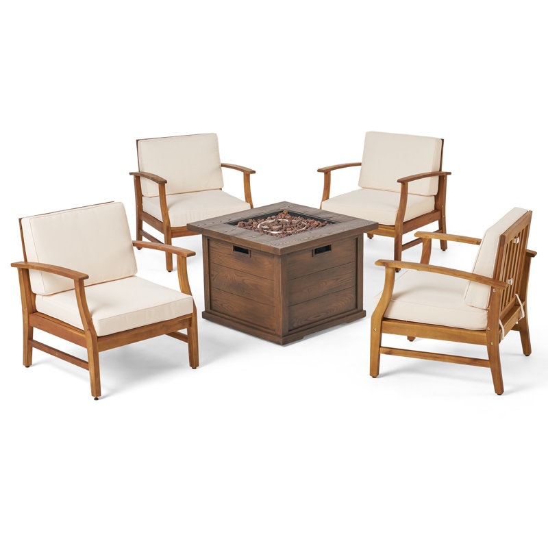 Marlon 4 - Person Patio Conversation Set with Cushions, Cream