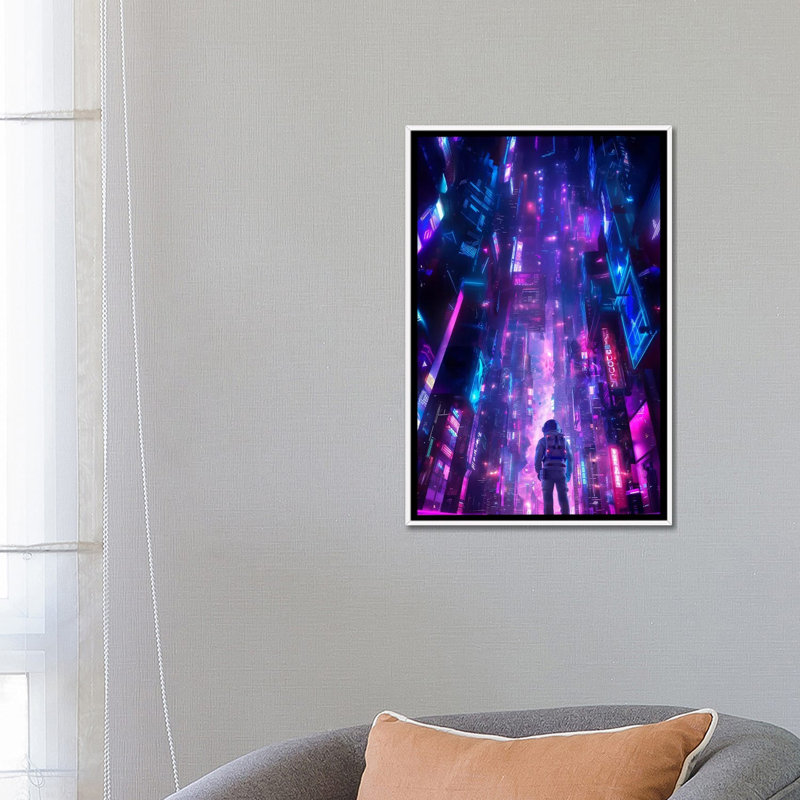 Cyber City - reproduction d'art mural, Reproduction encadrée sans passe-partout, H 26 po x l 18 po, Blanc