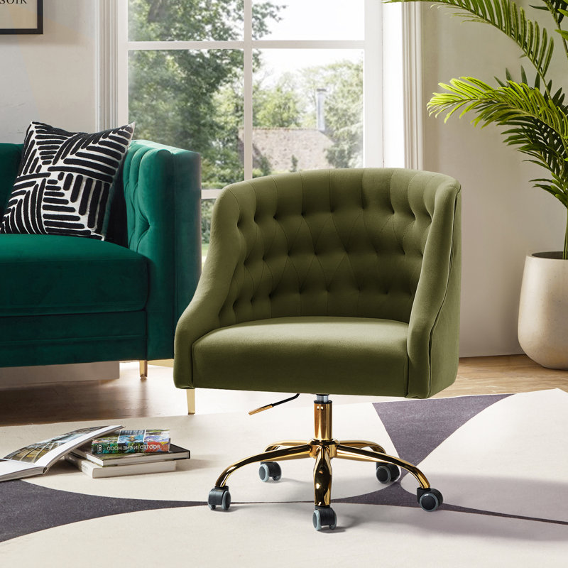 Doreen Velvet Hand-Curated Task Chair, Moss
