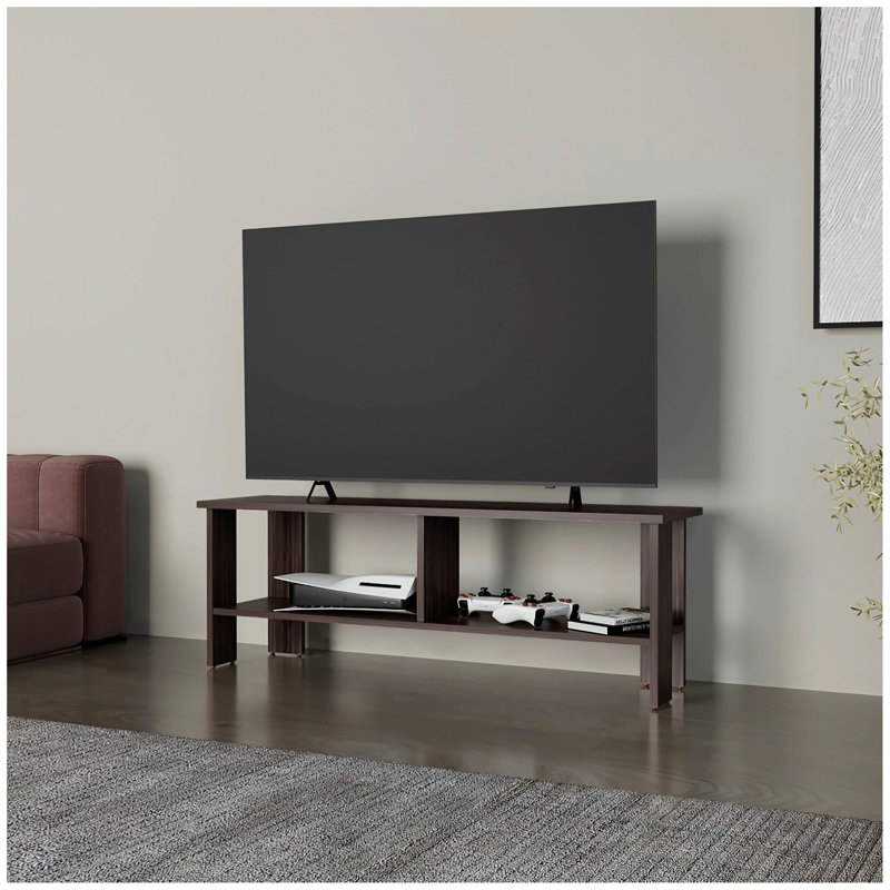 Meuble télé teinté avec rangement ouvert, Noyer