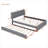 Upholstered Teddy Fleece Queen Size Platform Bed with Twin XL Trundle, Striped Headboard, Slate Gray-129224990