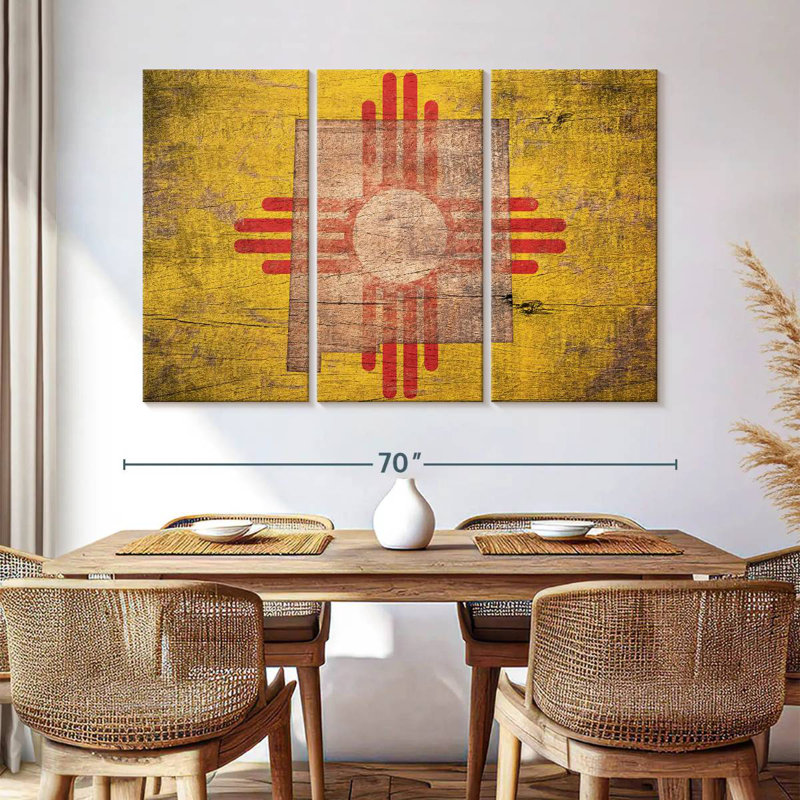 Borges State Map Over New Mexico Flag, 42" H x 65" W