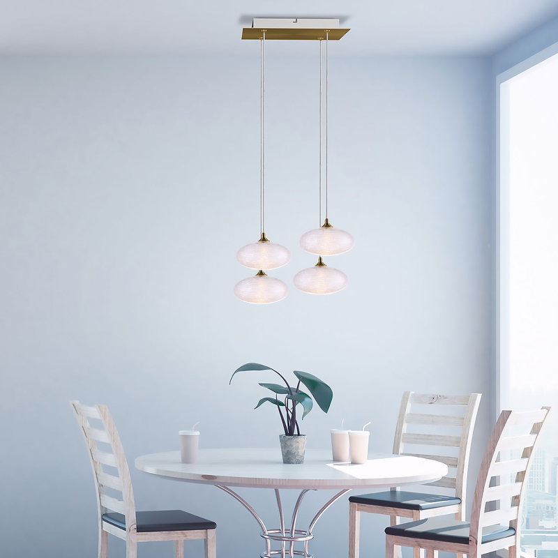 Luminaire suspendu sphère DEL 4 lumières Alvie, Laiton brossé