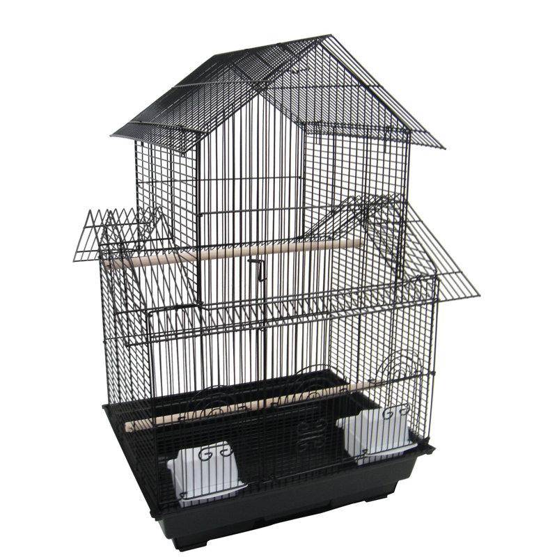 Cage à oiseaux double toit, Noir