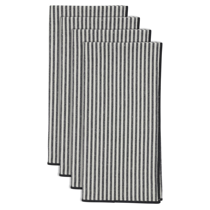 Striped Pattern Cotton Decorative Napkins (Set of 4) – Clean Woven Design for Dining and Entertaining, 20"x20"