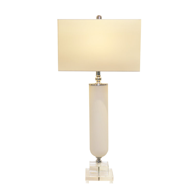 Frosted Glass & Lucite Pedestal Table Lamp – Clean, Chic, Effortlessly Modern