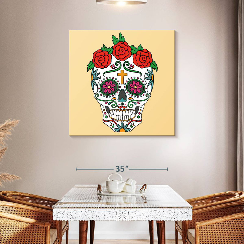 Kerner Mexican Floral Skull, 39" H x 39" W