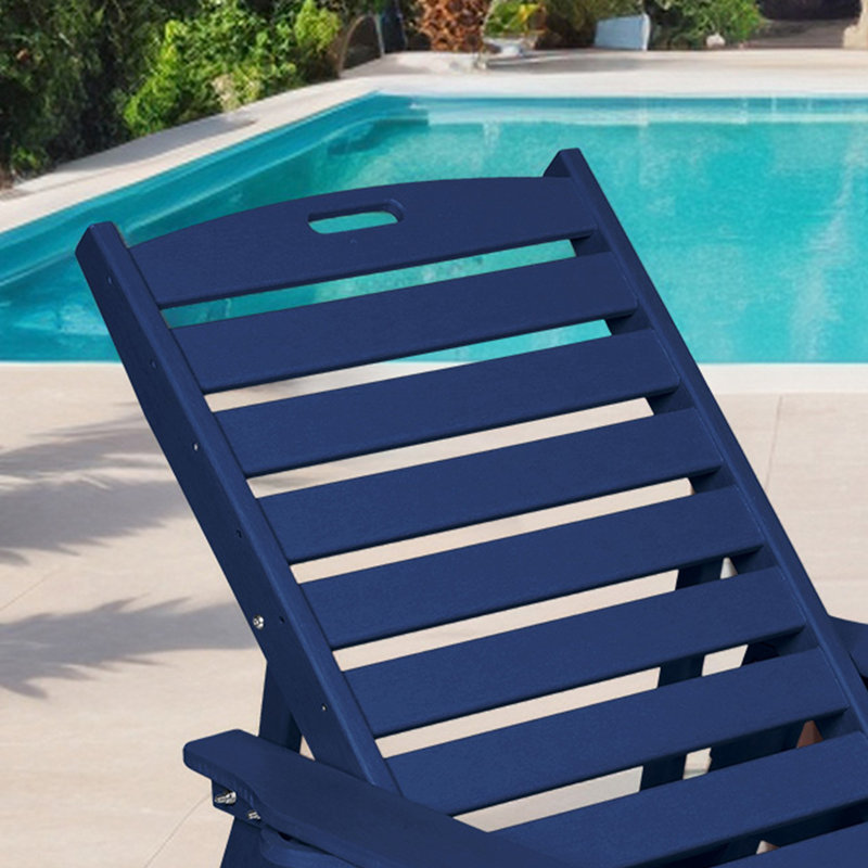 Outdoor Chaise Lounge With Wheels, Blue