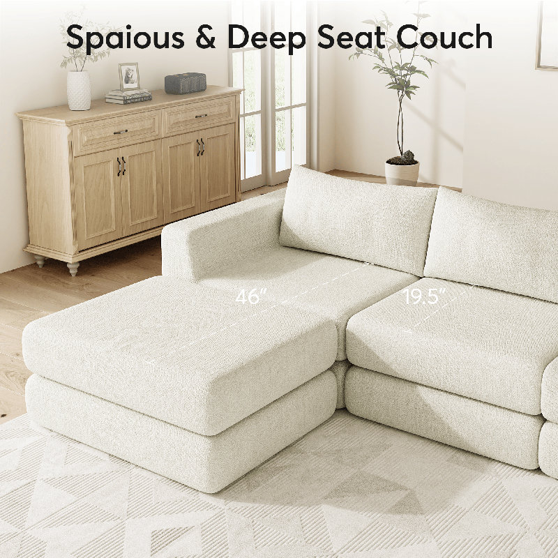 Canapé modulaire en forme de L Boneless Cloud Boneless Cloud, Beige