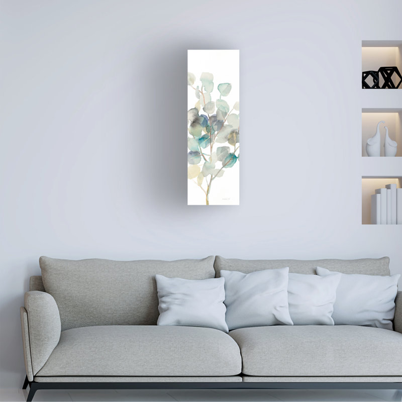 Art mural sur toile tendue - Danhui Nai «Eucalyptus III White Crop» pour décoration de salon, de chambre à coucher ou de bureau - 6 x 19
