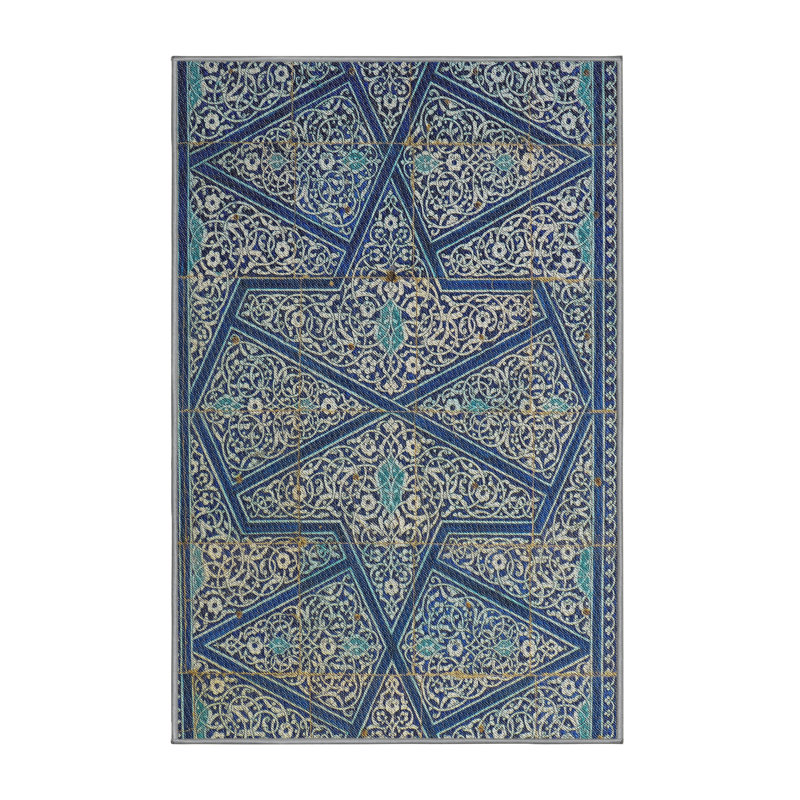 Tapis bleu/gris à tisser électrique, Rectangle 8 pi x 10 pi