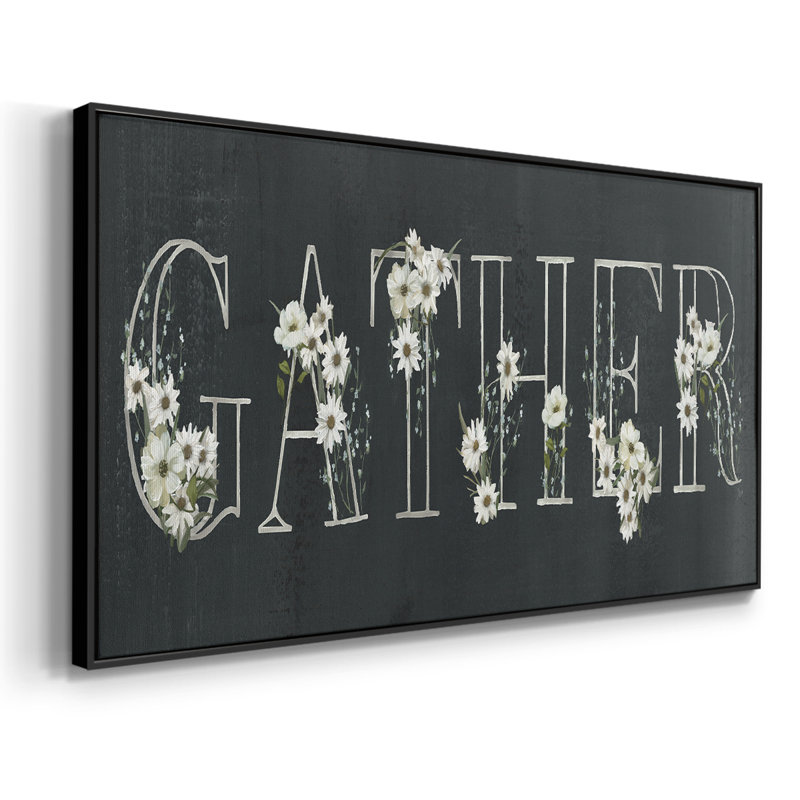 Gather - Toile tendue avec châssis tendue, prête à être accrochée, Noir, H 21 po x l 41 po